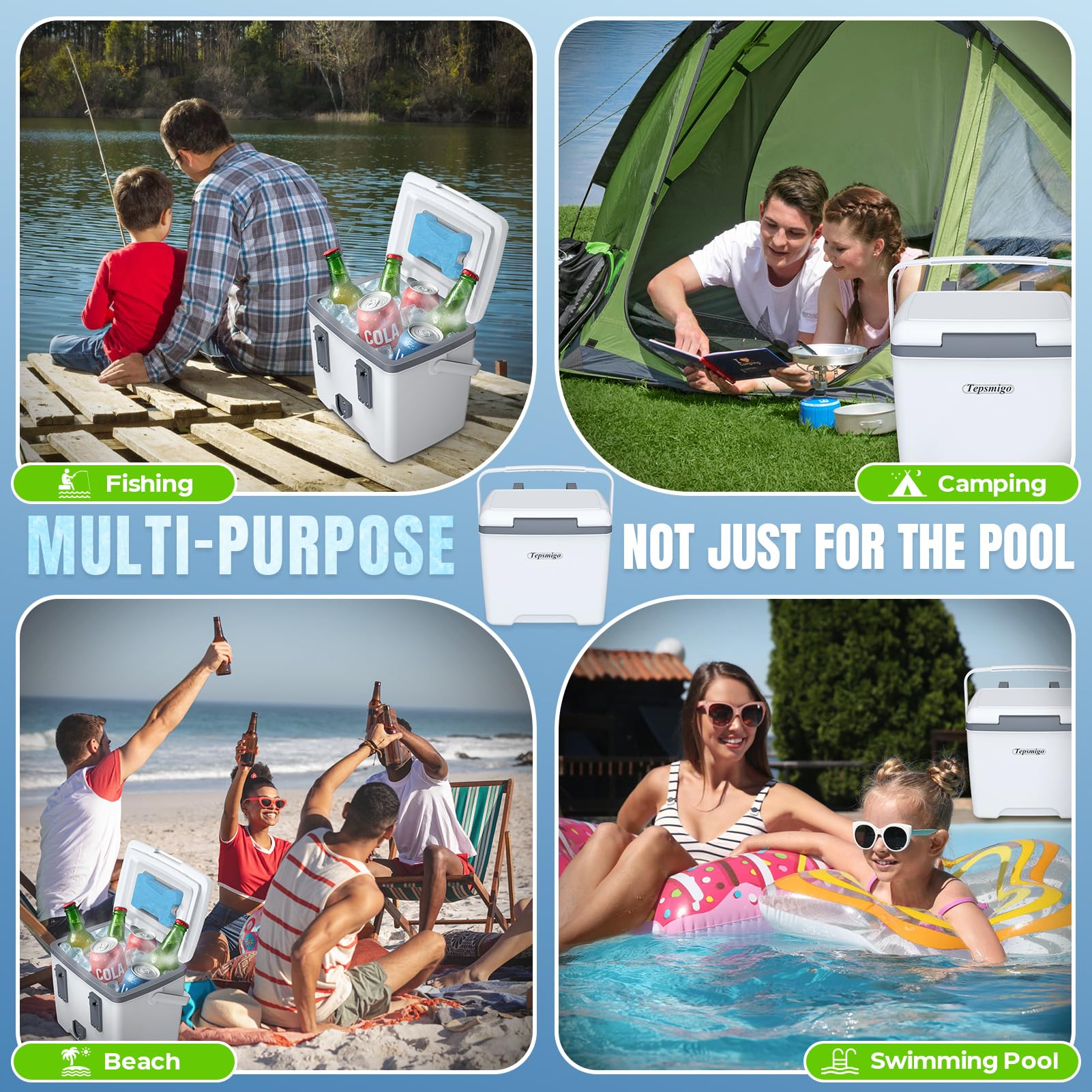 Tepsmigo compact camping cooler offers sturdy, hard-shell protection.