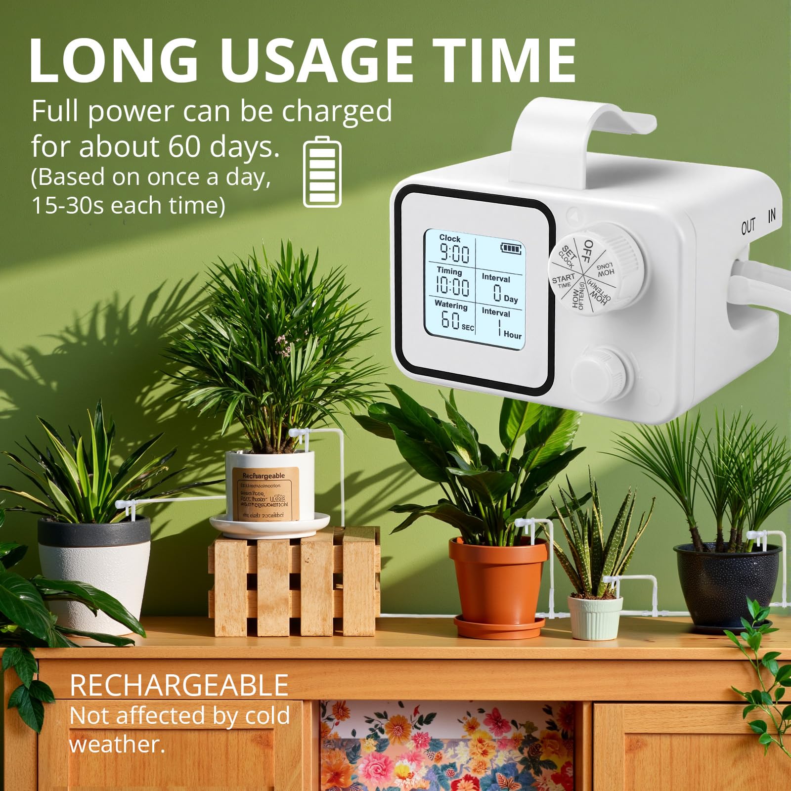 Tepsmigo LCD display highlights easy timer programming and monitoring.