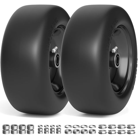 TEPU 11x4-5 flat-free front tire for puncture-free mowing comfort.