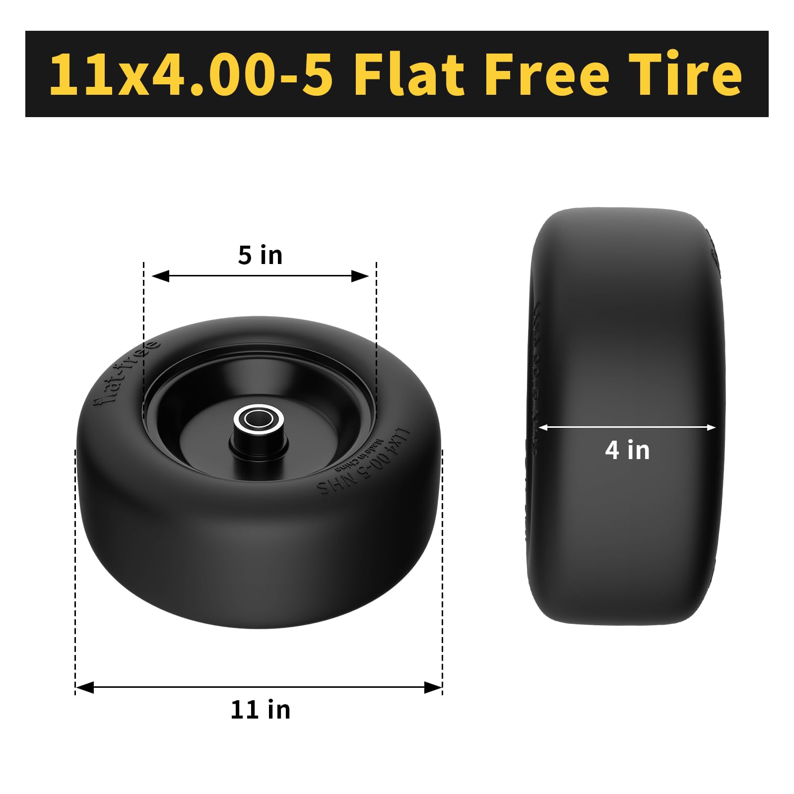TEPU flat-free tire side view shows solid construction and stability.