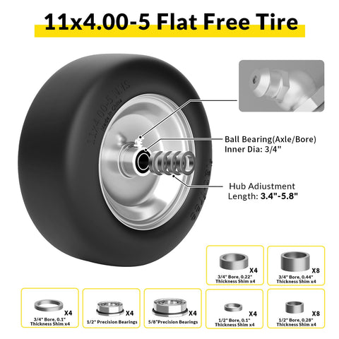 TEPU 11x4-5 bearing kit image illustrates quick setup with spacers.