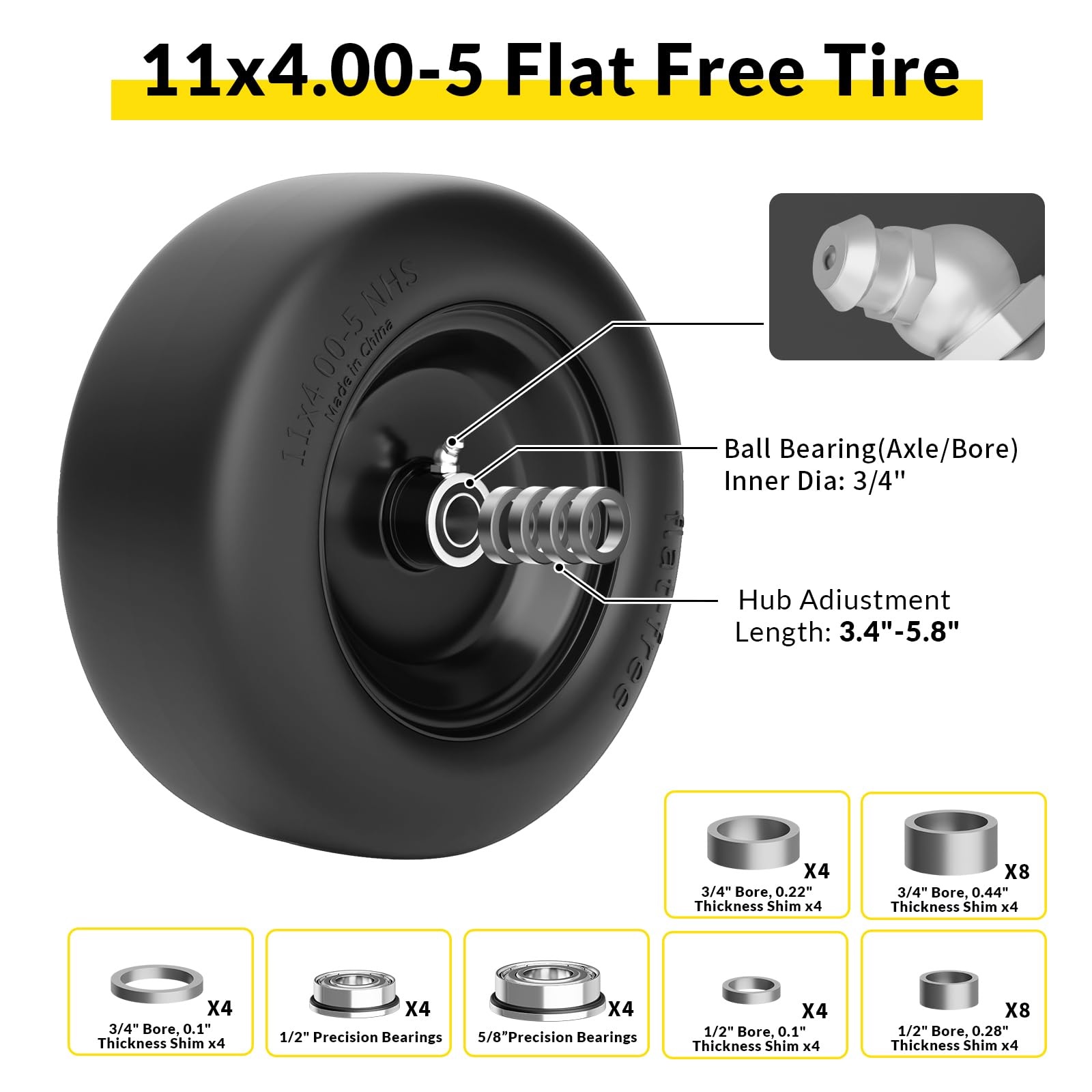 TEPU bearings and spacers enable flexible mounting on many mowers.