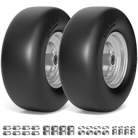 TEPU front flat-free tire 13x6-50-6 on a mower for precise steering