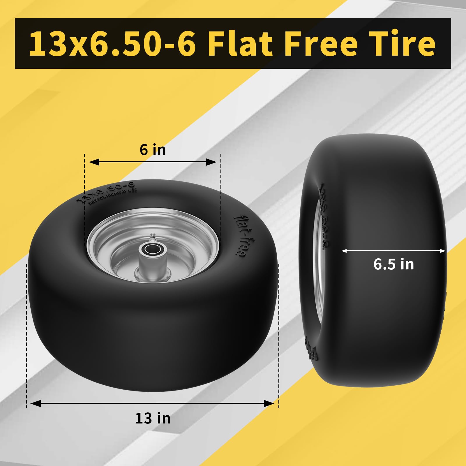 TEPU tire wheel assembly 13x6-50-6 ready for front installation on a zero-turn