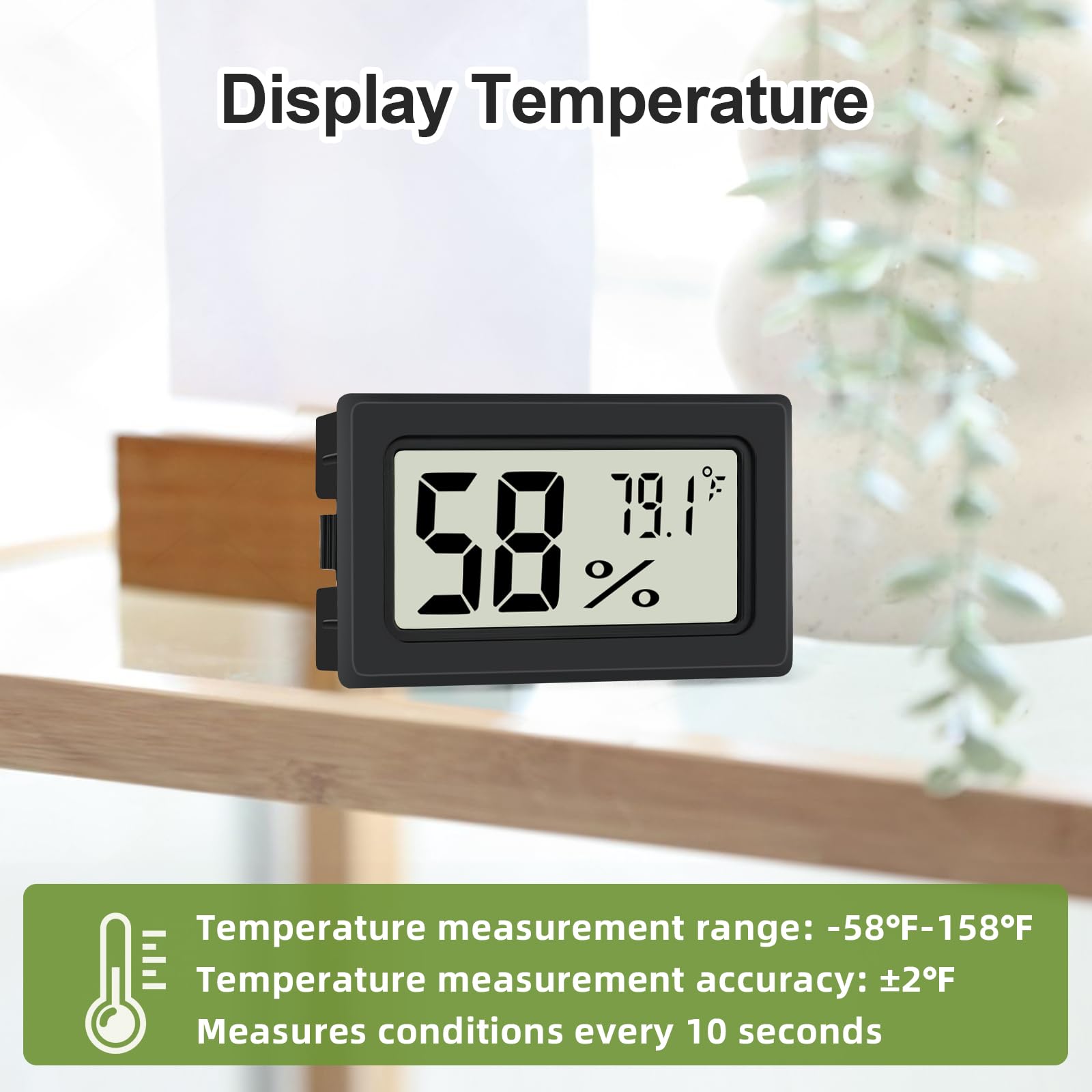 TeqyAqs temperature and humidity meter covers a wide range for greenhouses and enclosures.