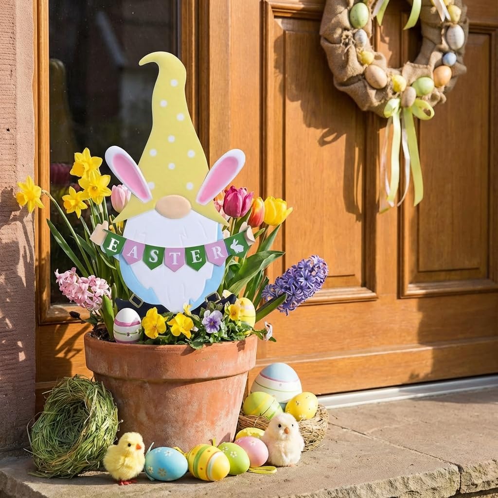 TERESA'S COLLECTIONS Easter welcome yard sign brightens porches and lawns.