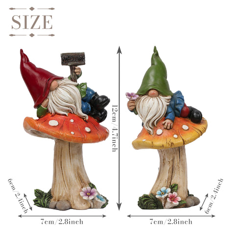 Teresa's Collections garden gnomes on mushroom pair, ideal as a thoughtful gift