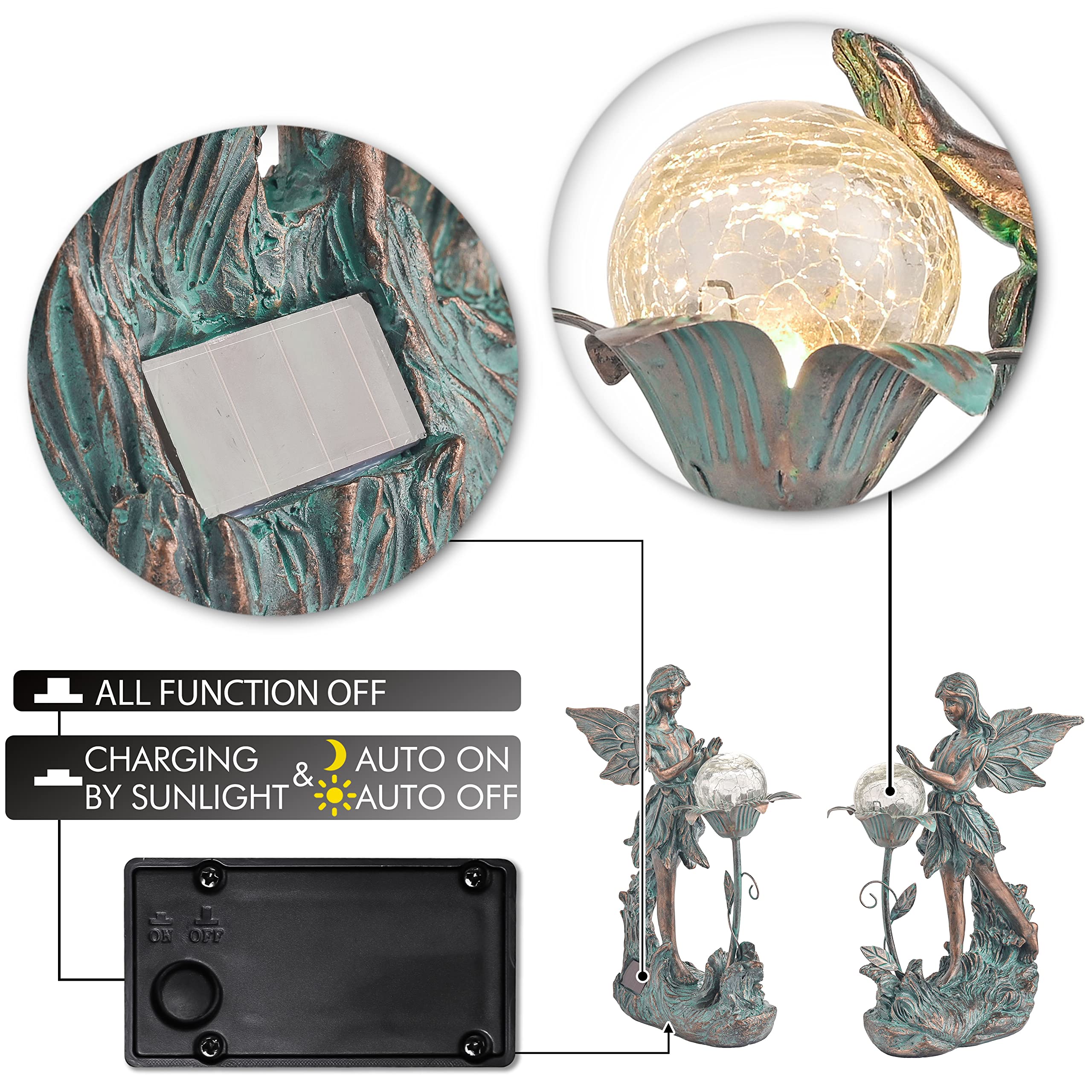 Versatile decor for indoor tabletops or outdoor lawns with subtle magic.