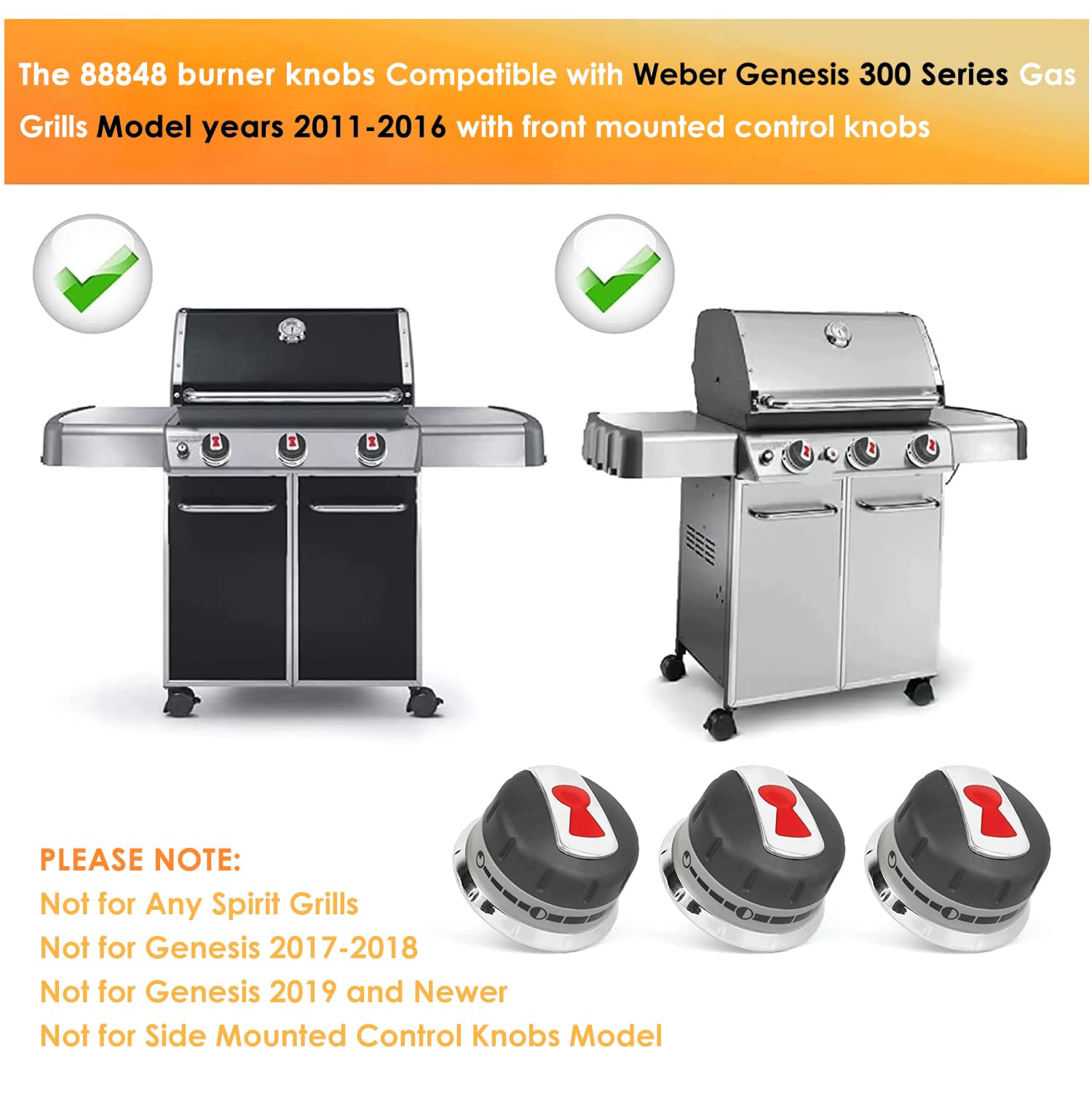 TERGTIRY 88848 knob on Weber Genesis 2011-2016 demonstrates easy replacement.