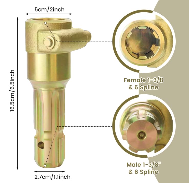Universal-fit design demonstrates compatibility with 1-3/8" 6-spline shafts.