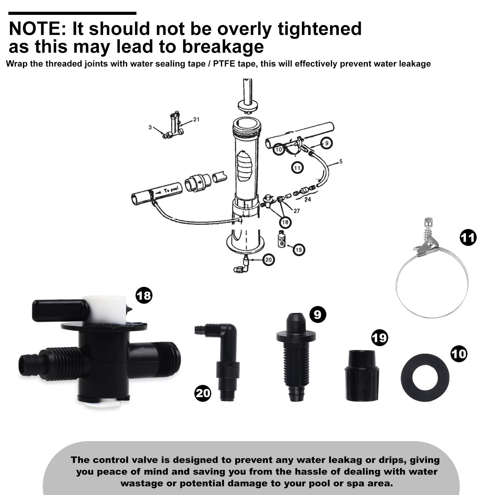 TERGTIRY R172064 control valve assembly with external connection for flexible flow