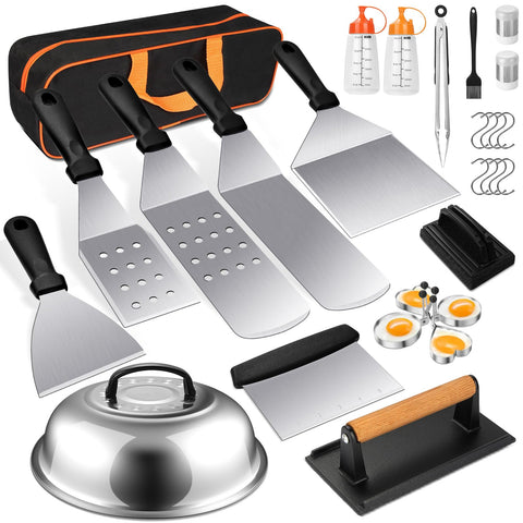 Terlulu 28-piece griddle kit laid out for outdoor cooking