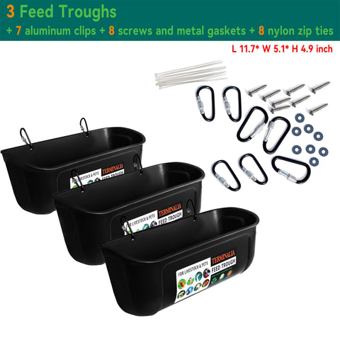 Terminalia 8-quart total capacity feeder mounted on fence with hardware.