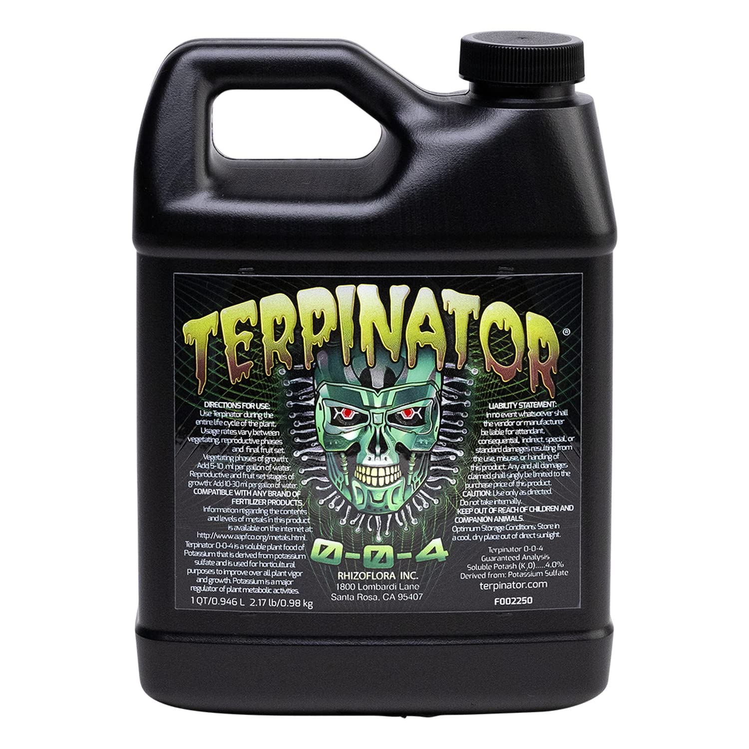 Terpinator liquid nutrients bottle pour supports vigorous plant growth for hydroponics and soil