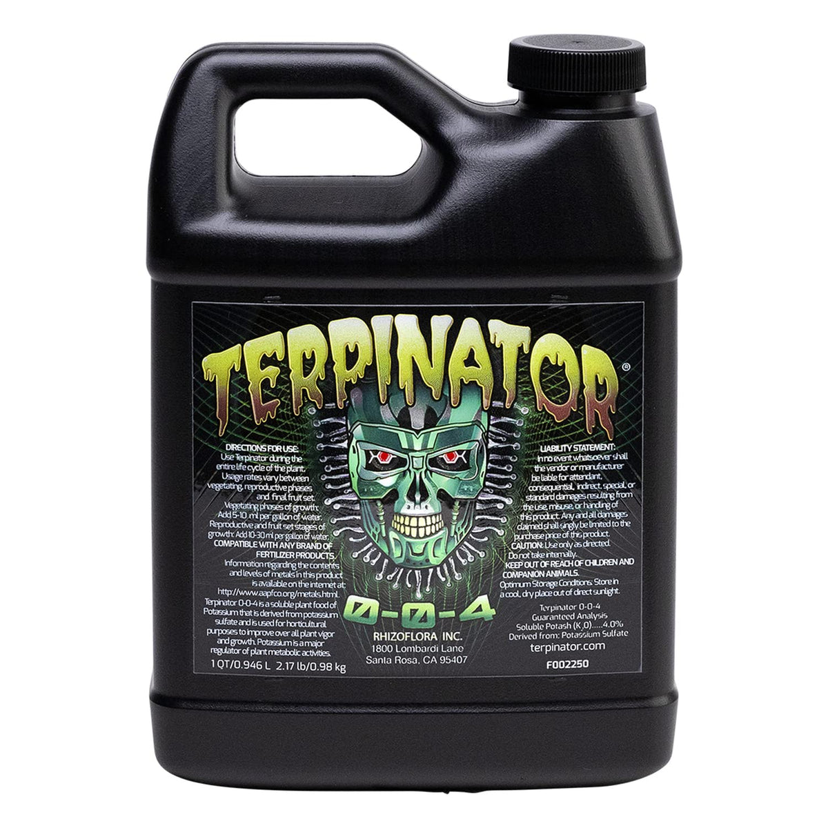 Terpinator liquid nutrients bottle pour supports vigorous plant growth for hydroponics and soil