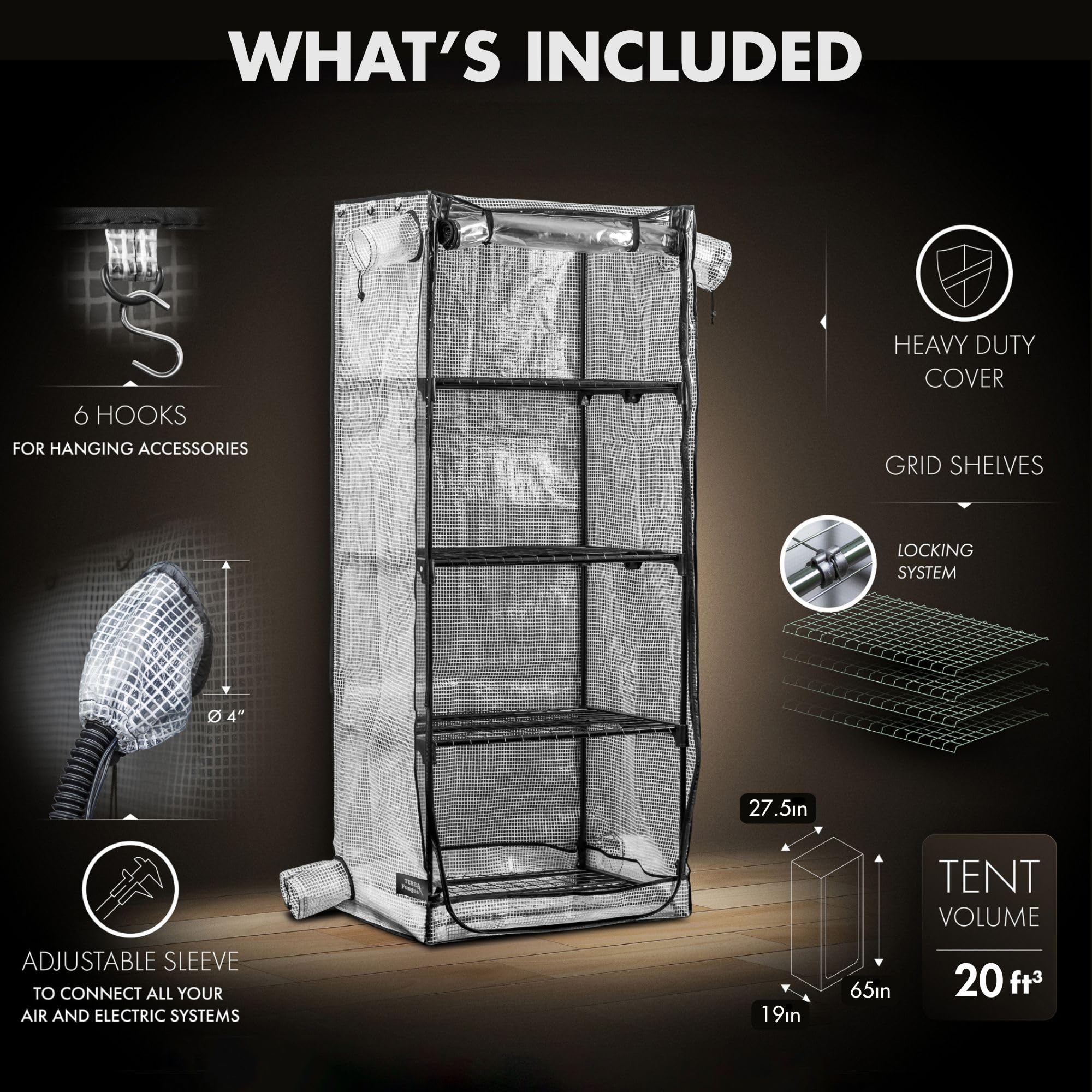 Terra Fungus Martha Tent fits monotubs for organized cultivation
