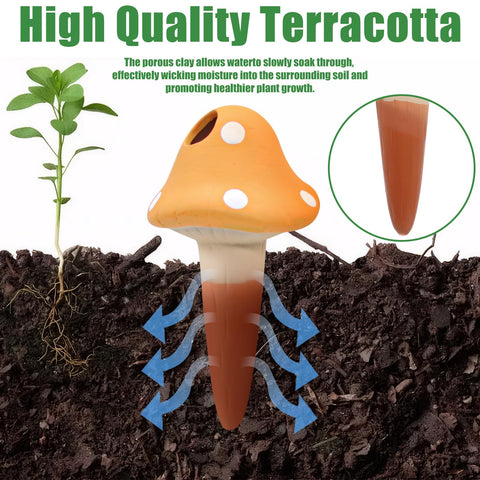 Self-watering spike inserted into soil near roots for easy plant care.
