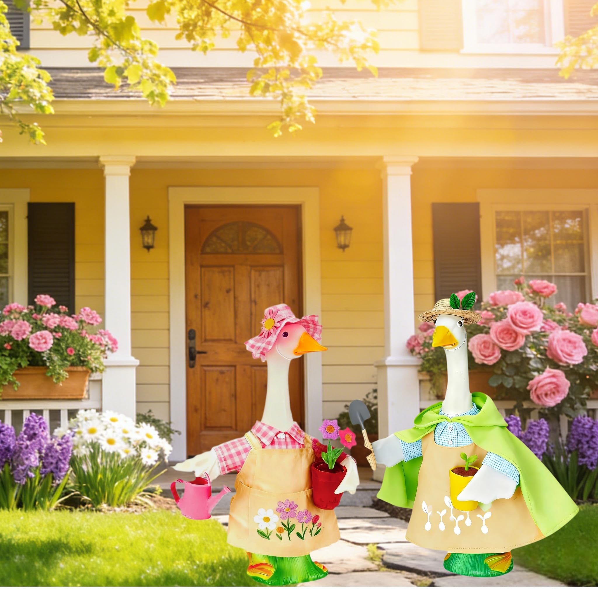 Terreva Gardener Porch Goose Outfit watering can prop boosts nurturing vibe