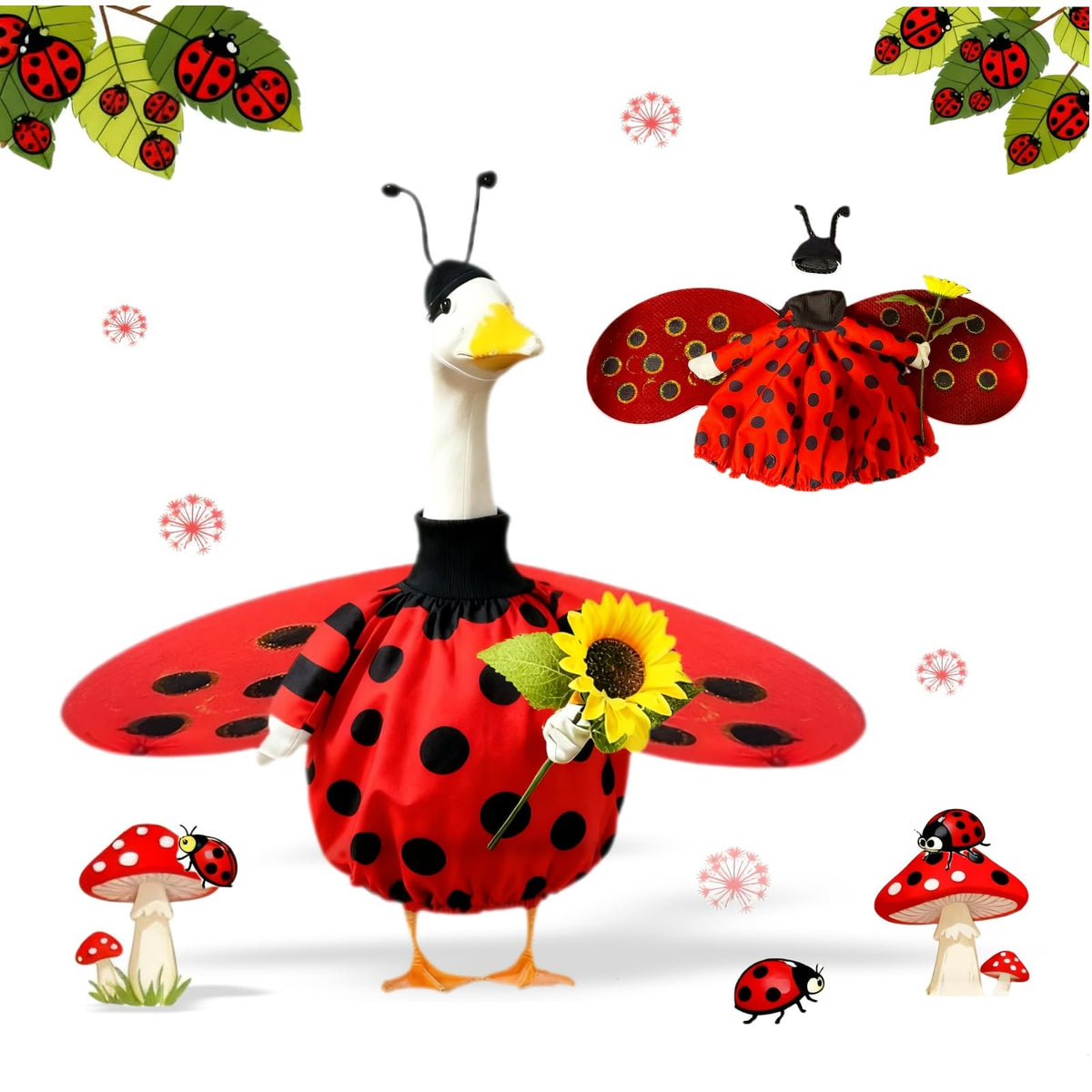 Terreva bee outfit on a 20-23 inch porch goose adds festive spring charm.