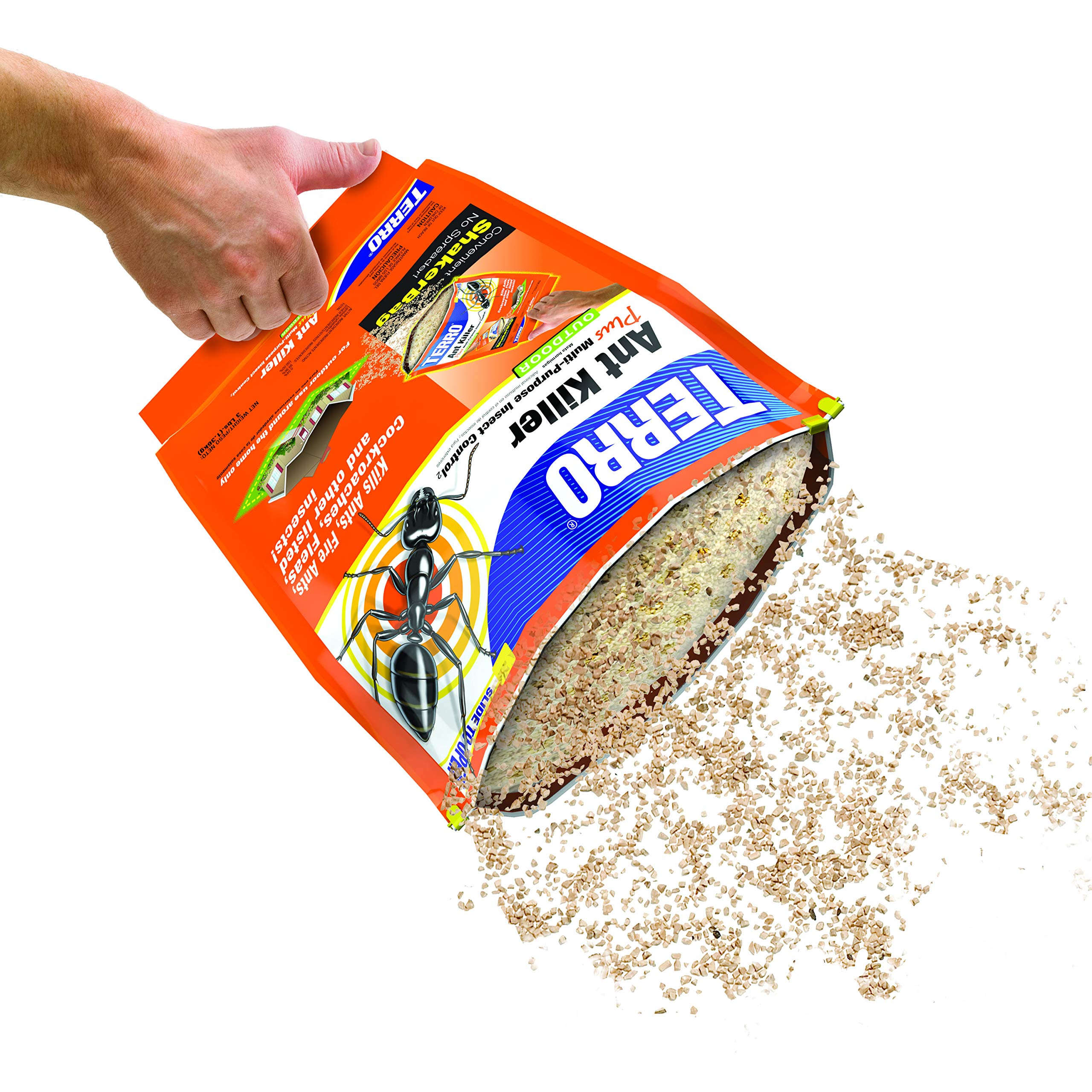 TERRO Ant Killer Plus granules close-up showing active ingredients.