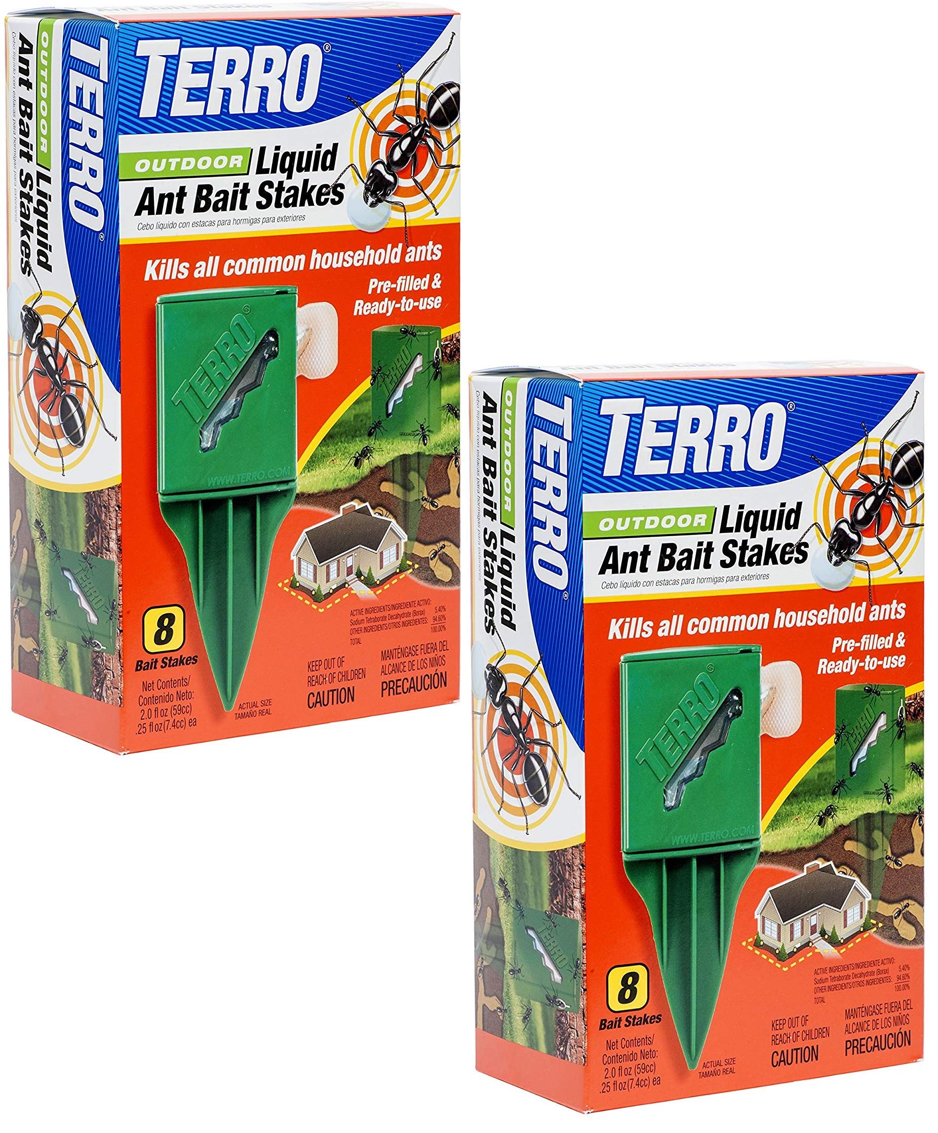 Terro bait stakes outdoors with a see-through window for easy bait monitoring