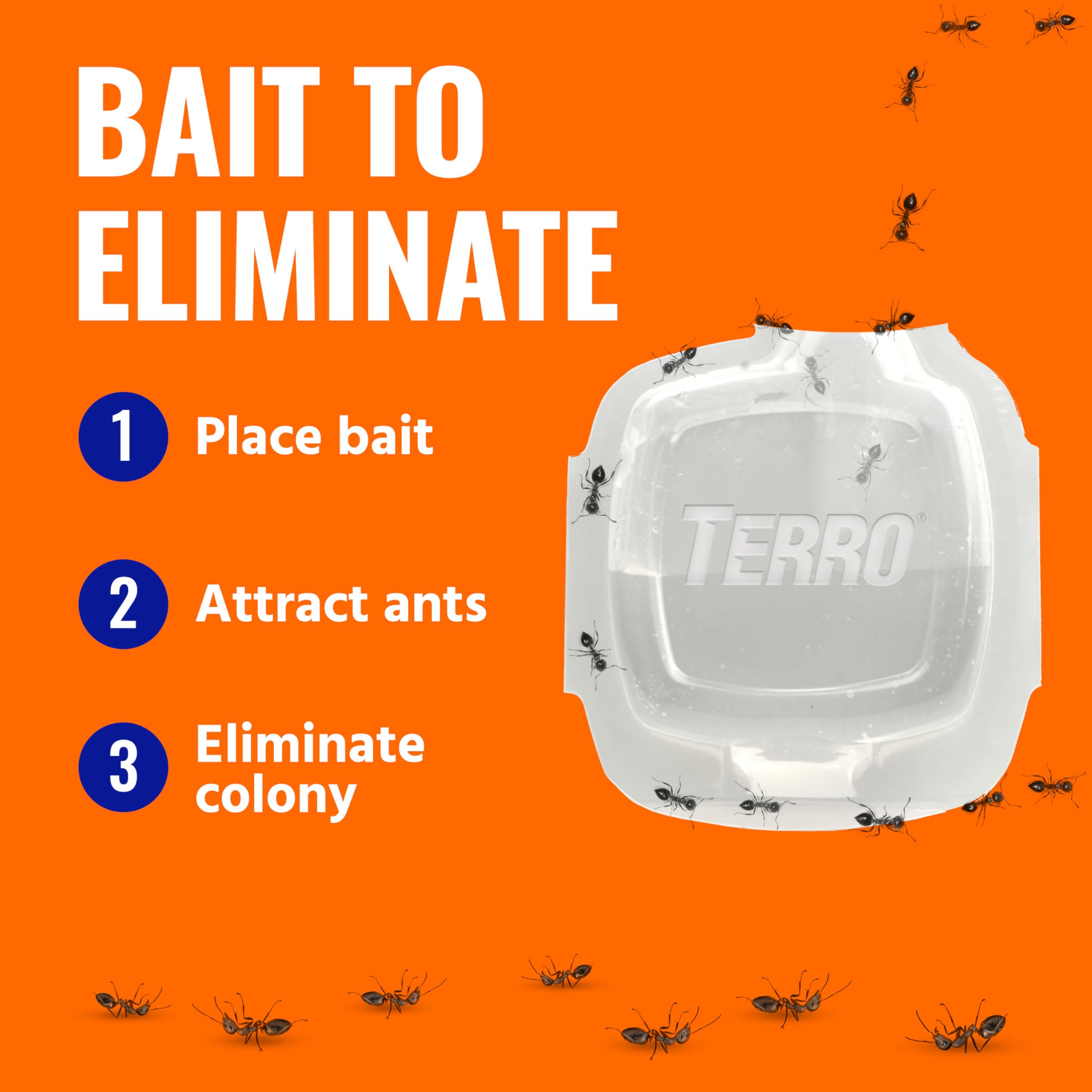 Terro fast-acting bait reduces ant activity within days when carried to nests.