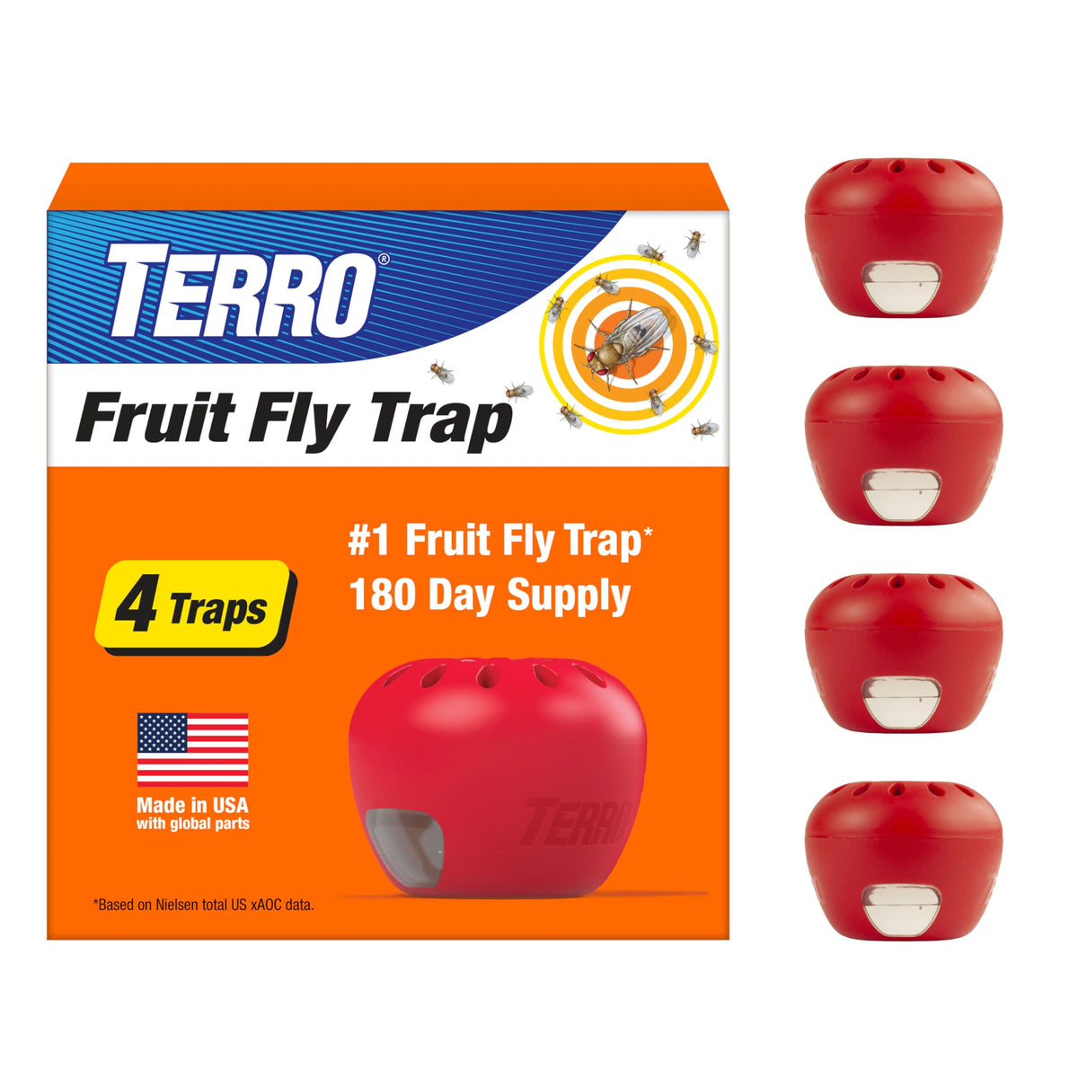Terro indoor fruit fly trap with apple design helps reduce flies near fruit