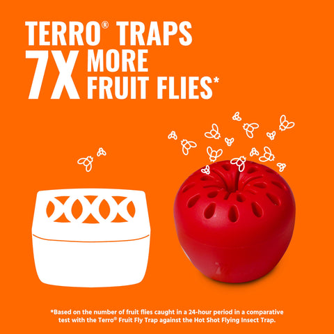 Terro fruit fly trap lure window showing 45 days of activity.