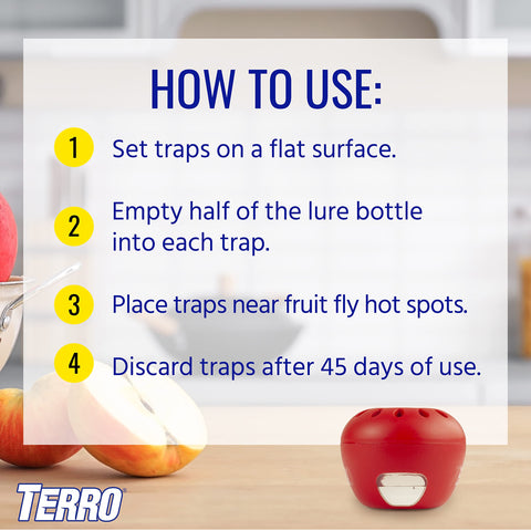 Terro trap interior view captures caught fruit flies cleanly.