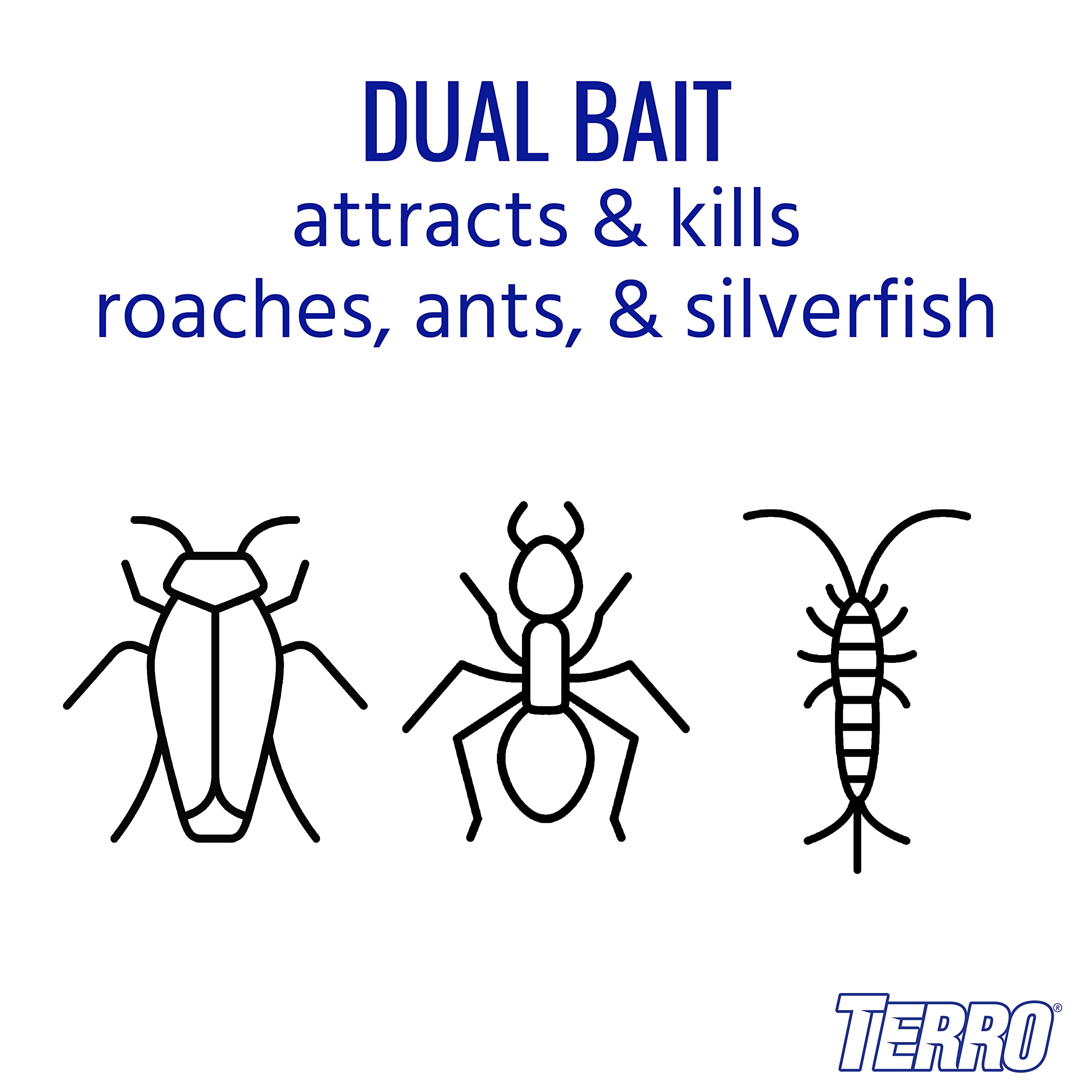 Terro paste bait base closeup attracting roaches and silverfish.