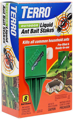 Terro outdoor liquid ant bait stakes visible bait window for monitoring