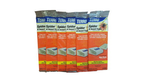 Terro Spider & Insect Traps 24ct front view shows non-toxic, foldable design for safe placement.