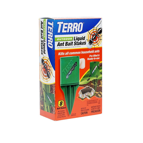 Terro T1812-2 outdoor liquid ant bait stake targeting outdoor trails for outdoor control.