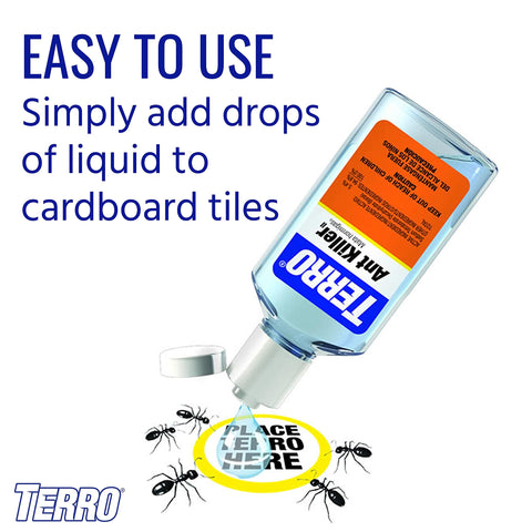 Terro T200-3SR bait placed on baseboard to target ant trails.