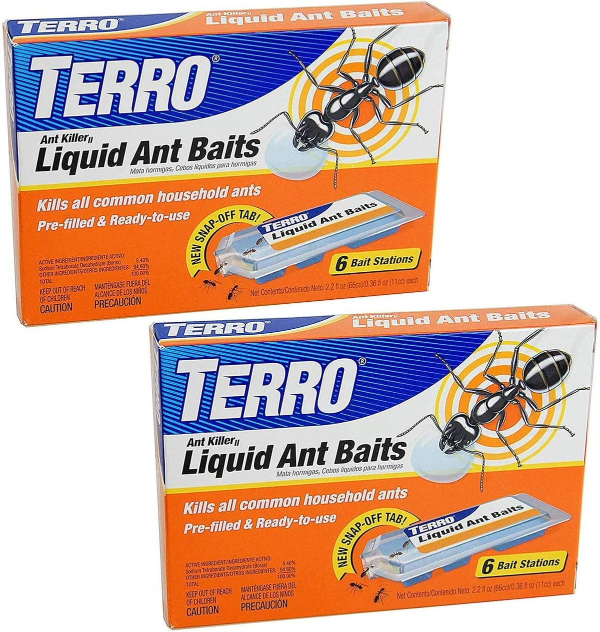 Terro T300 liquid ant bait in a 2-pack attracting foraging ants