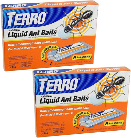 Terro T300 liquid ant bait in a 2-pack attracting foraging ants