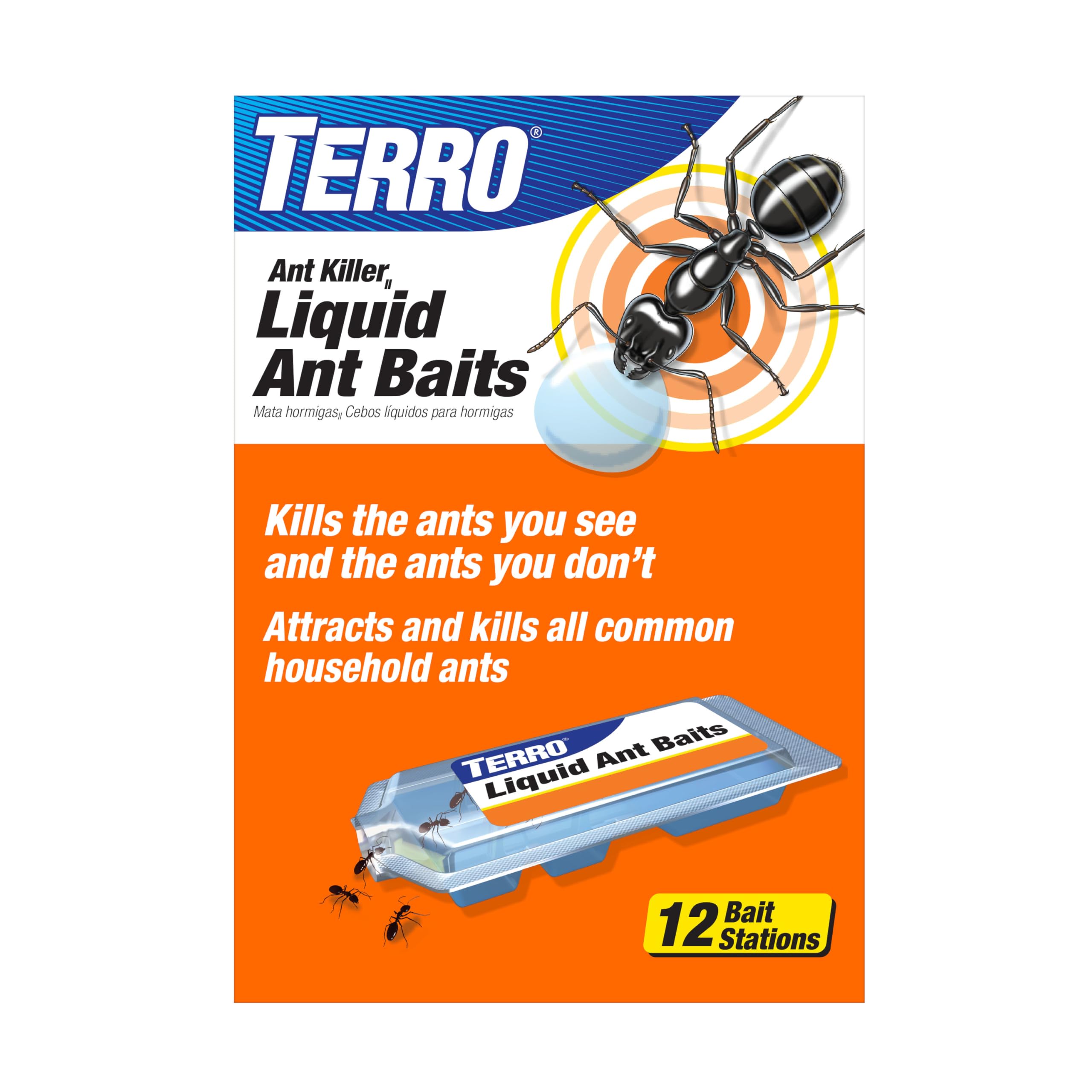 TERRO T300B bait station placed on baseboard to attract and kill indoor ants.