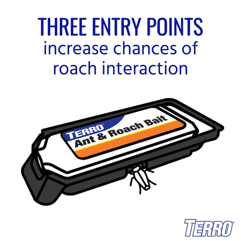 Terro T360SR bait stations along baseboards provide thorough indoor coverage.