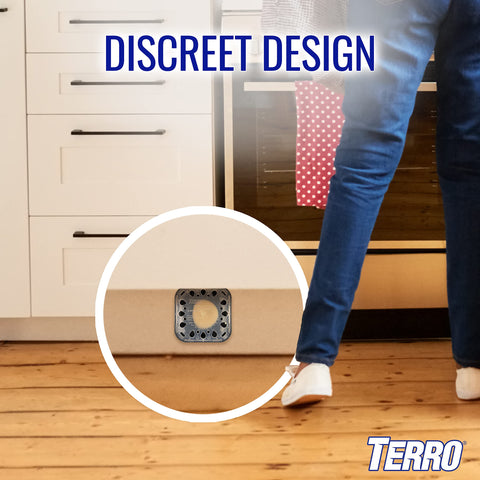 Terro T500SR adhesive-strip placement on wall for flexible use