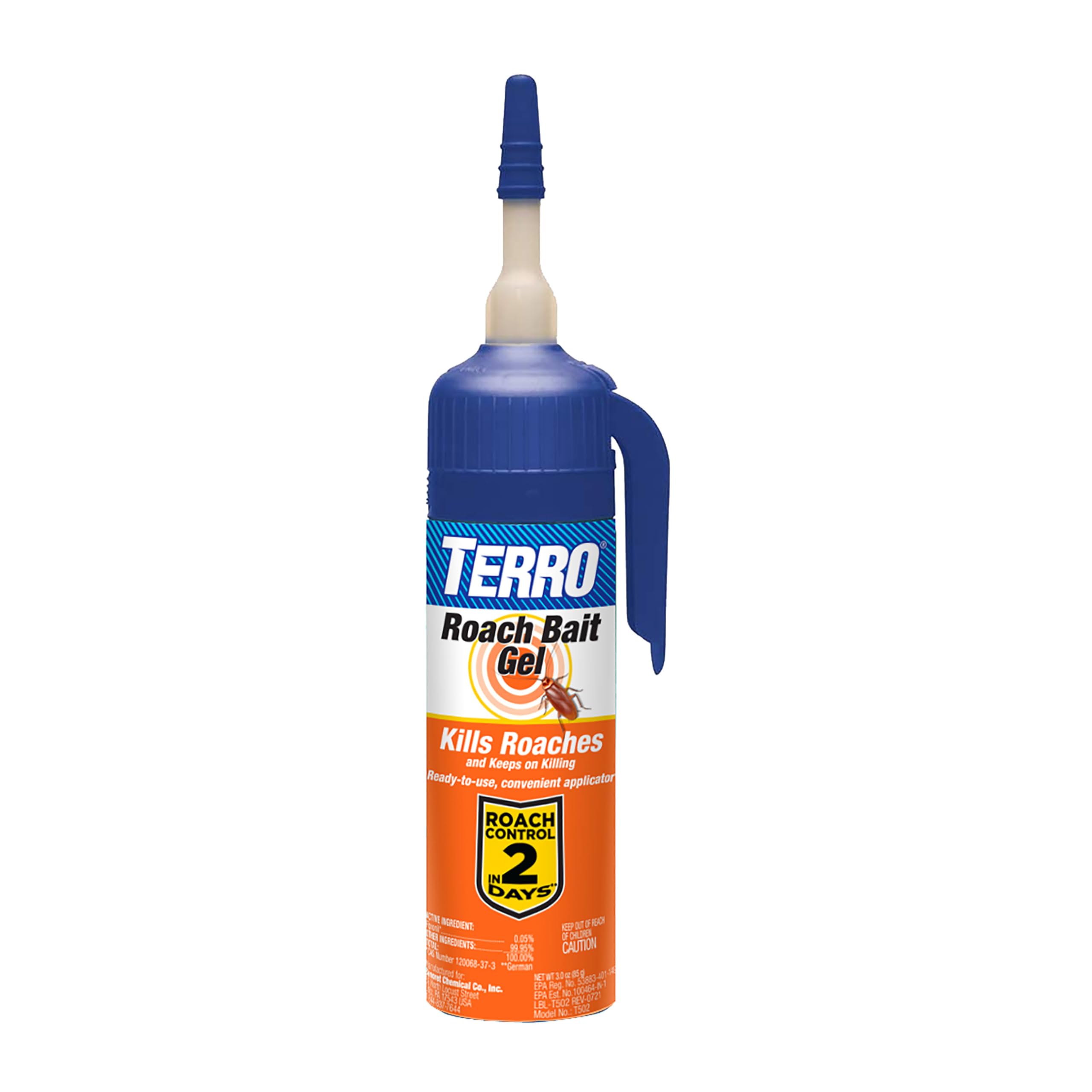 Terro T502 fast-acting roach control shown in a compact tube