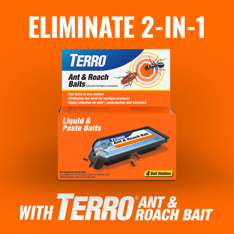Terro T502 gel bait installed in basement crevices for roach reduction