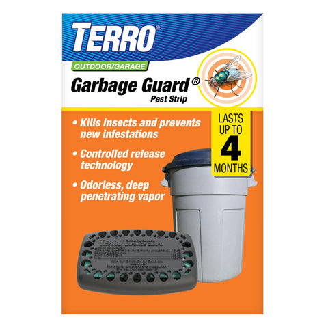 Terro Garbage Guard pod attached inside the trash can lid for discreet protection