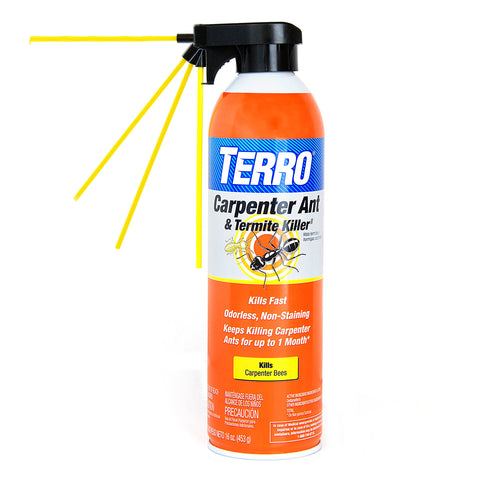 TERRO two-way spray nozzle allows broad application and precise treatment in cracks.