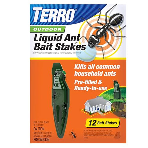 TERRO weatherproof outdoor-ant trap withstands rain and sun.