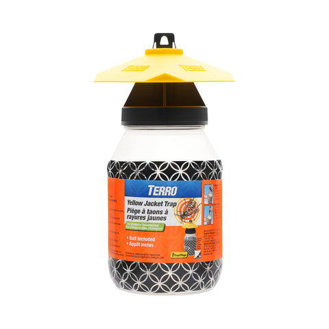 Terro yellow jacket trap with bait attracts pests outdoors for safer yards.