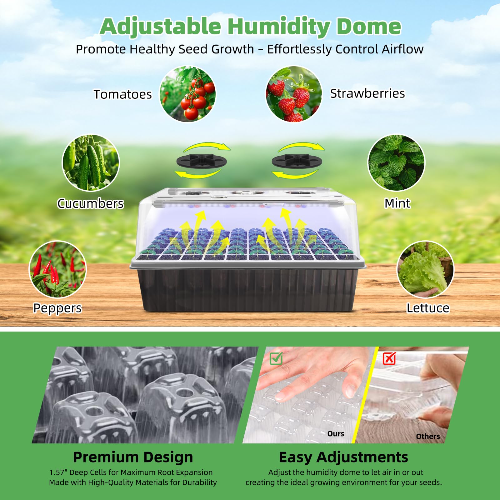 Terronix two 60-cell seed trays and base trays for scalable germination