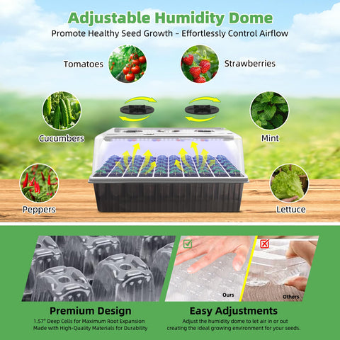 Terronix two 60-cell seed trays and base trays for scalable germination
