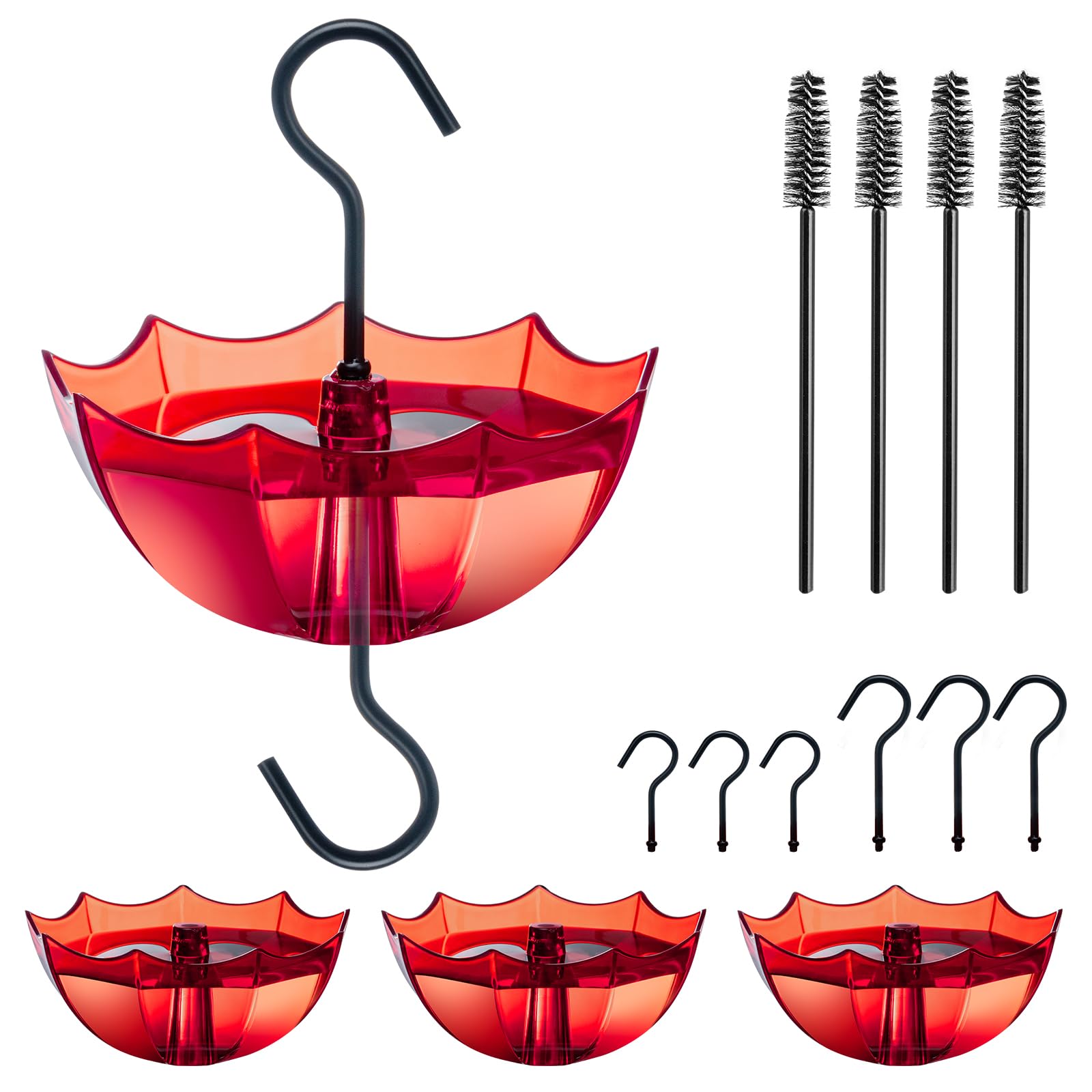 TERULF ant moat for hummingbird feeder with red umbrella design deters ants from nectar