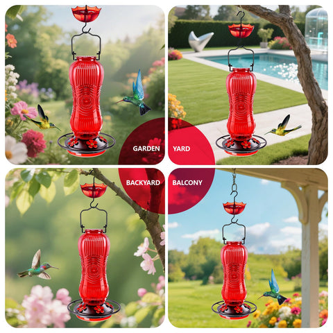 TERULF hummingbird feeder with five feeding ports for multiple birds