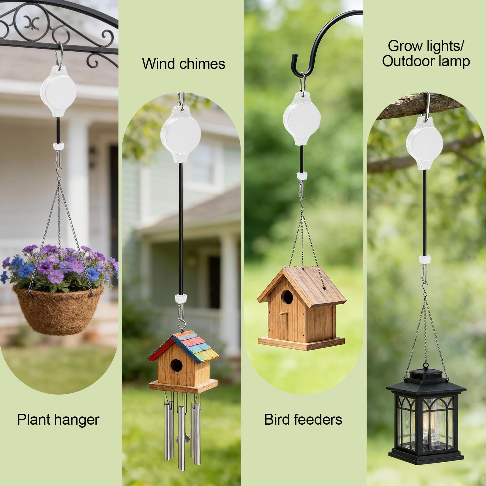 TERVEEX outdoor bird feeder hanger with pulley in use